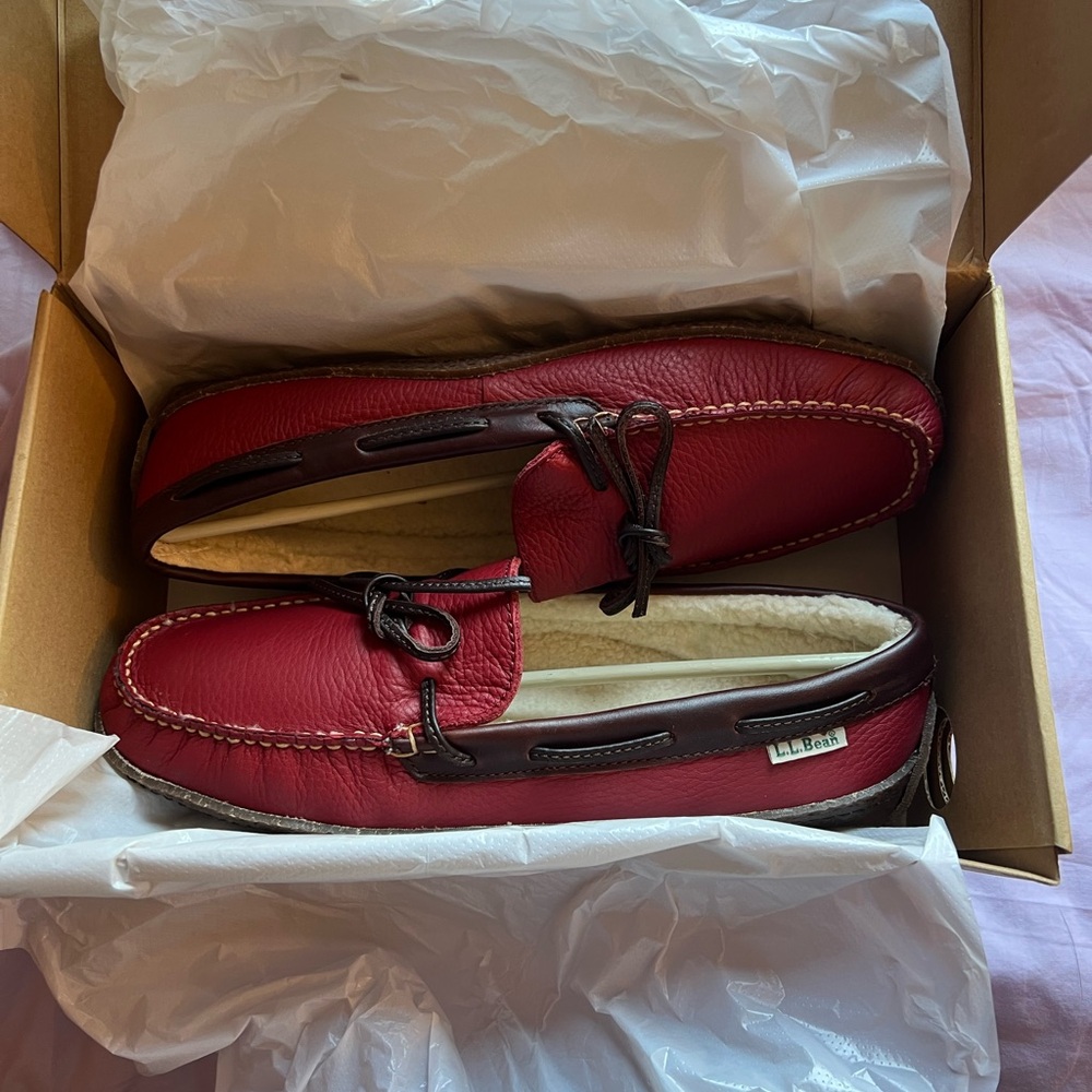 L.L. Bean Red and Brown Leather Loafers